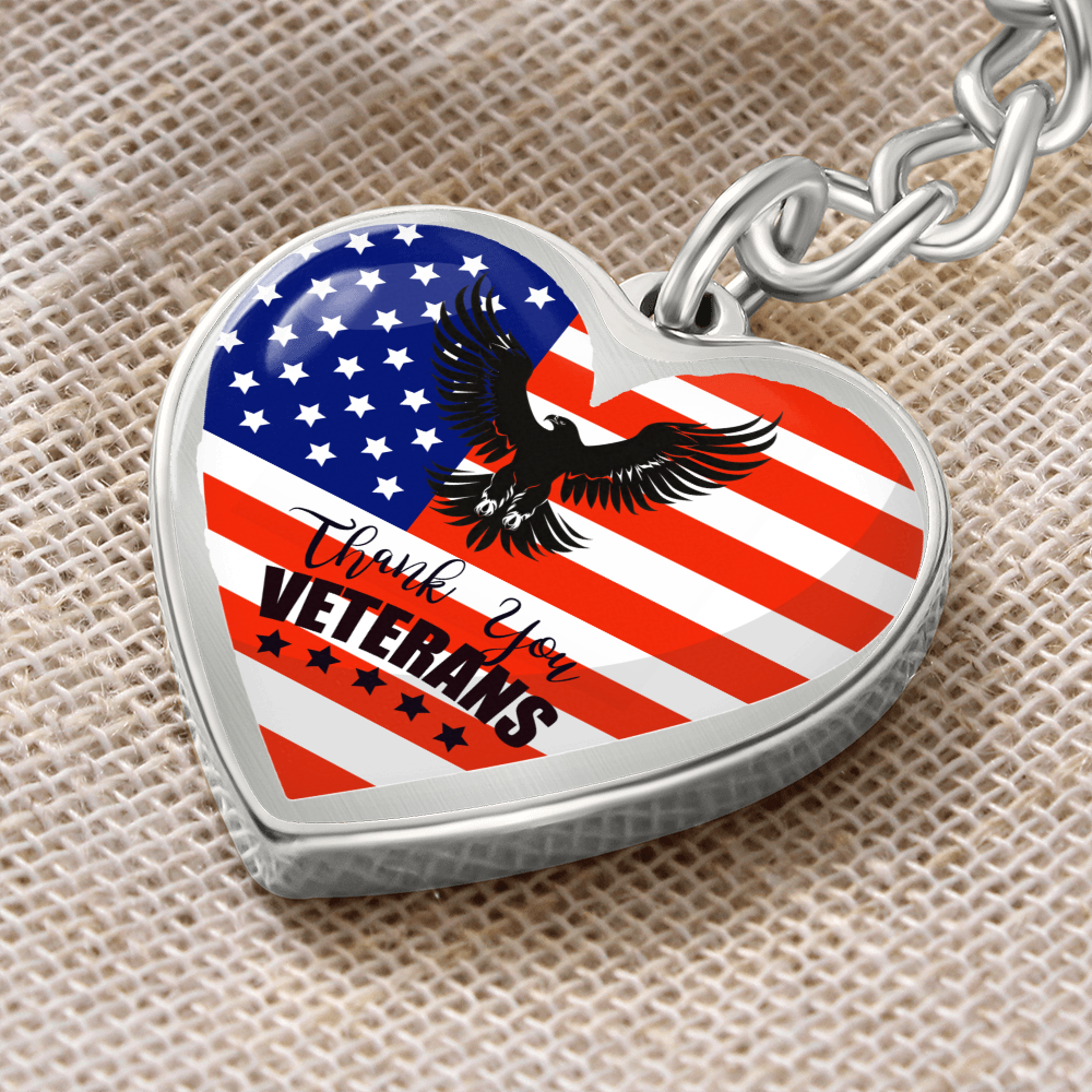 Thank You US Veterans Heart Shaped Keychain