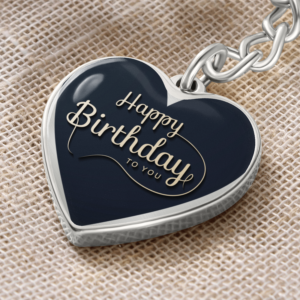 Happy Birthday to You Black Heart Graphic Keychain