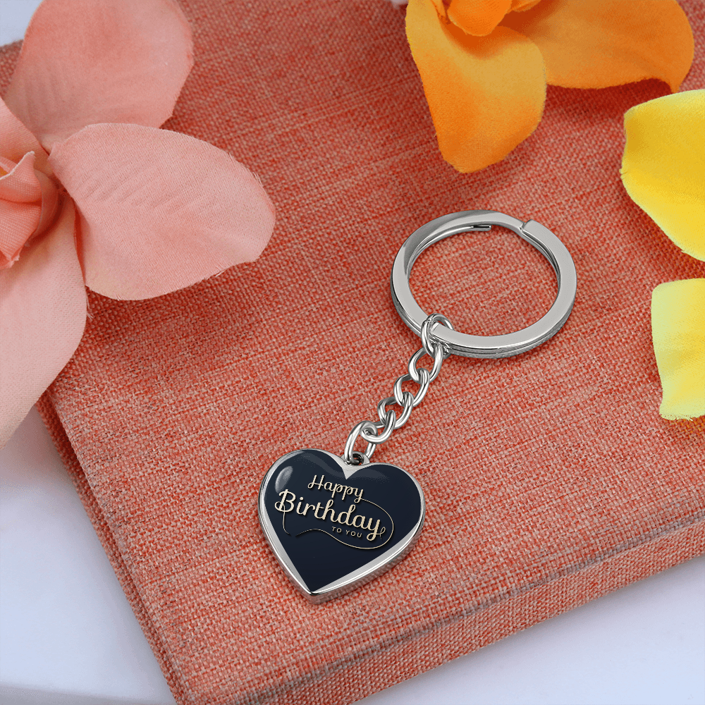 Happy Birthday to You Black Heart Graphic Keychain