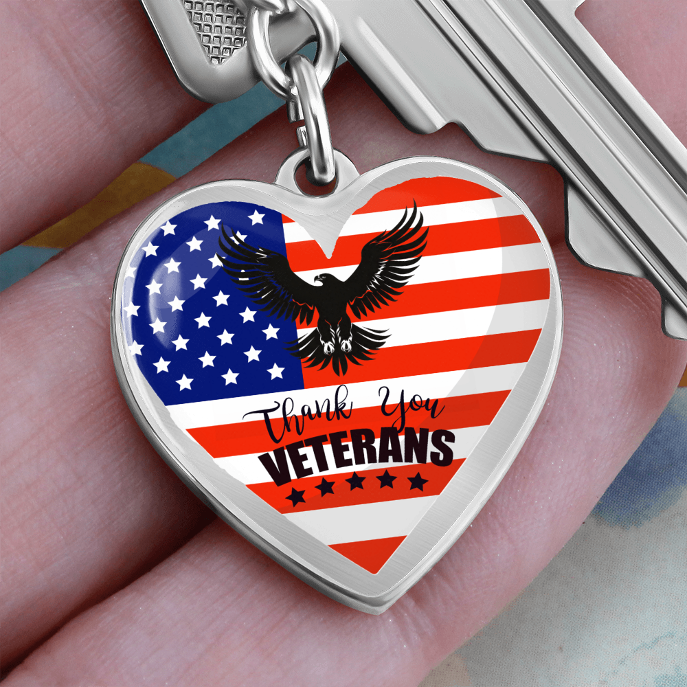 Thank You US Veterans Heart Shaped Keychain