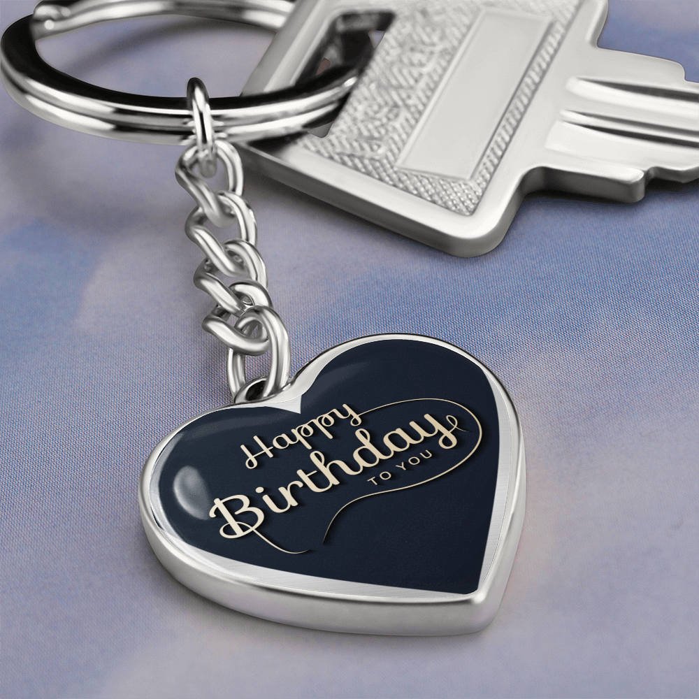 Happy Birthday to You Black Heart Graphic Keychain