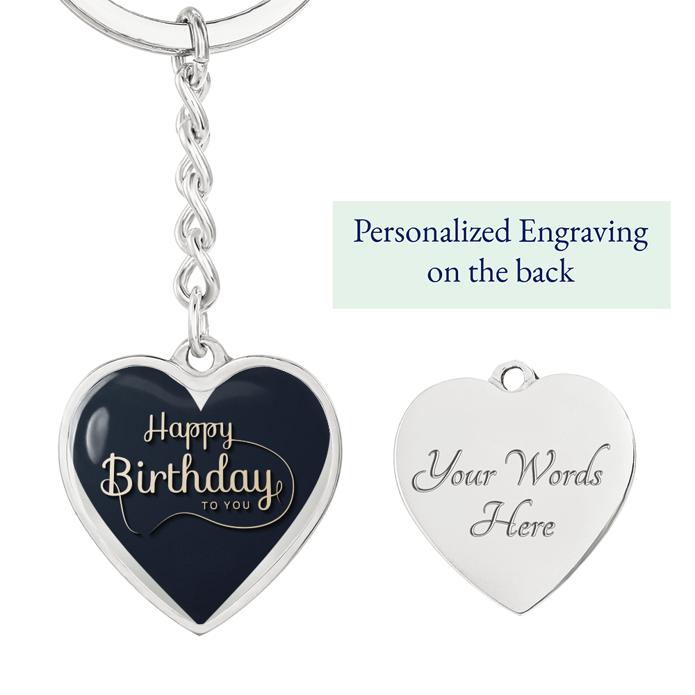 Happy Birthday to You Black Heart Graphic Keychain