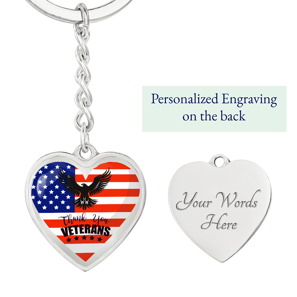 Thank You US Veterans Heart Shaped Keychain
