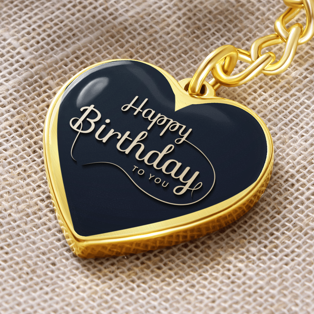 Happy Birthday to You Black Heart Graphic Keychain