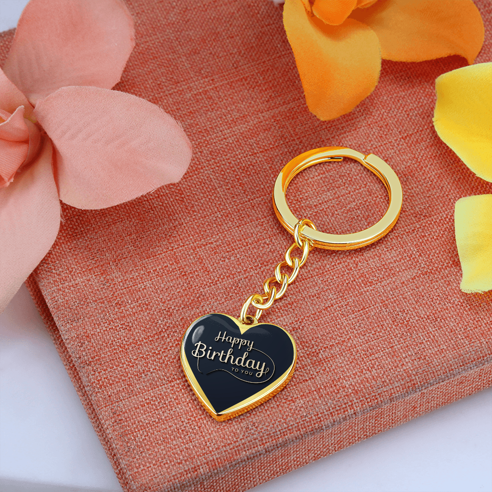 Happy Birthday to You Black Heart Graphic Keychain