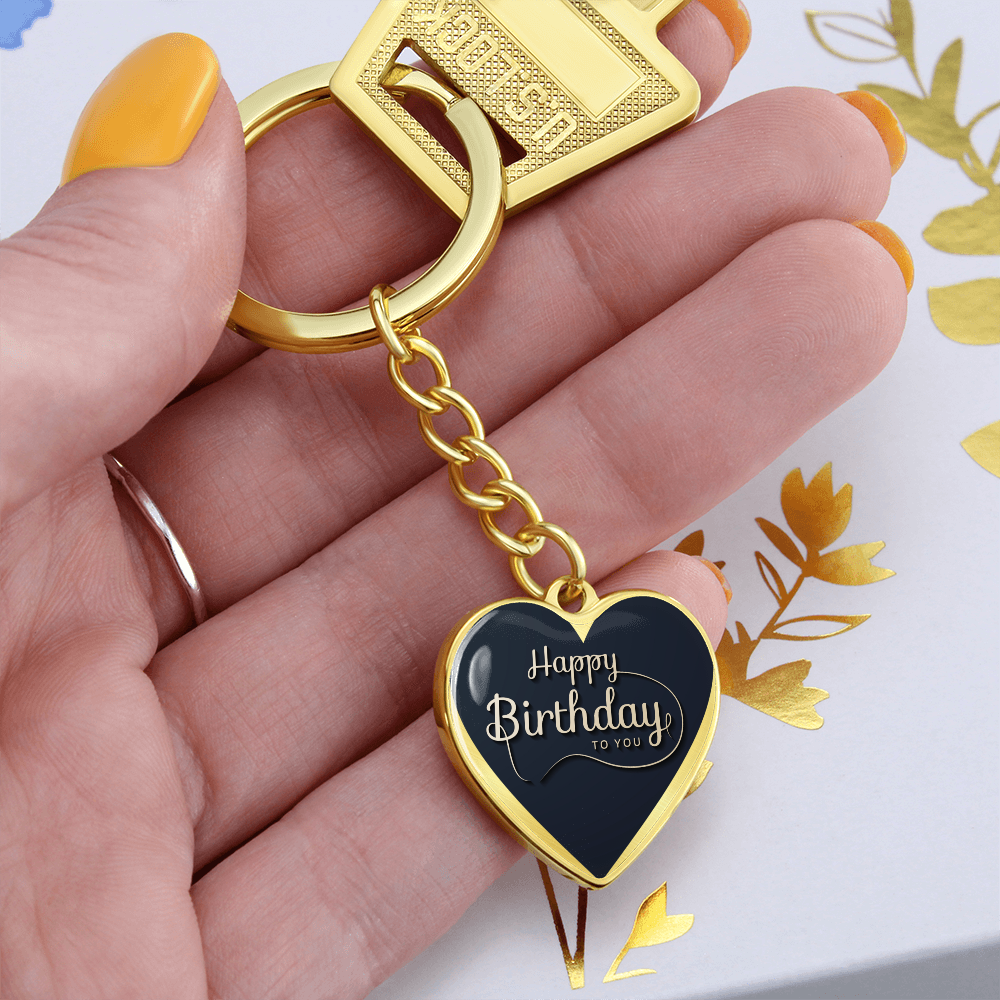 Happy Birthday to You Black Heart Graphic Keychain