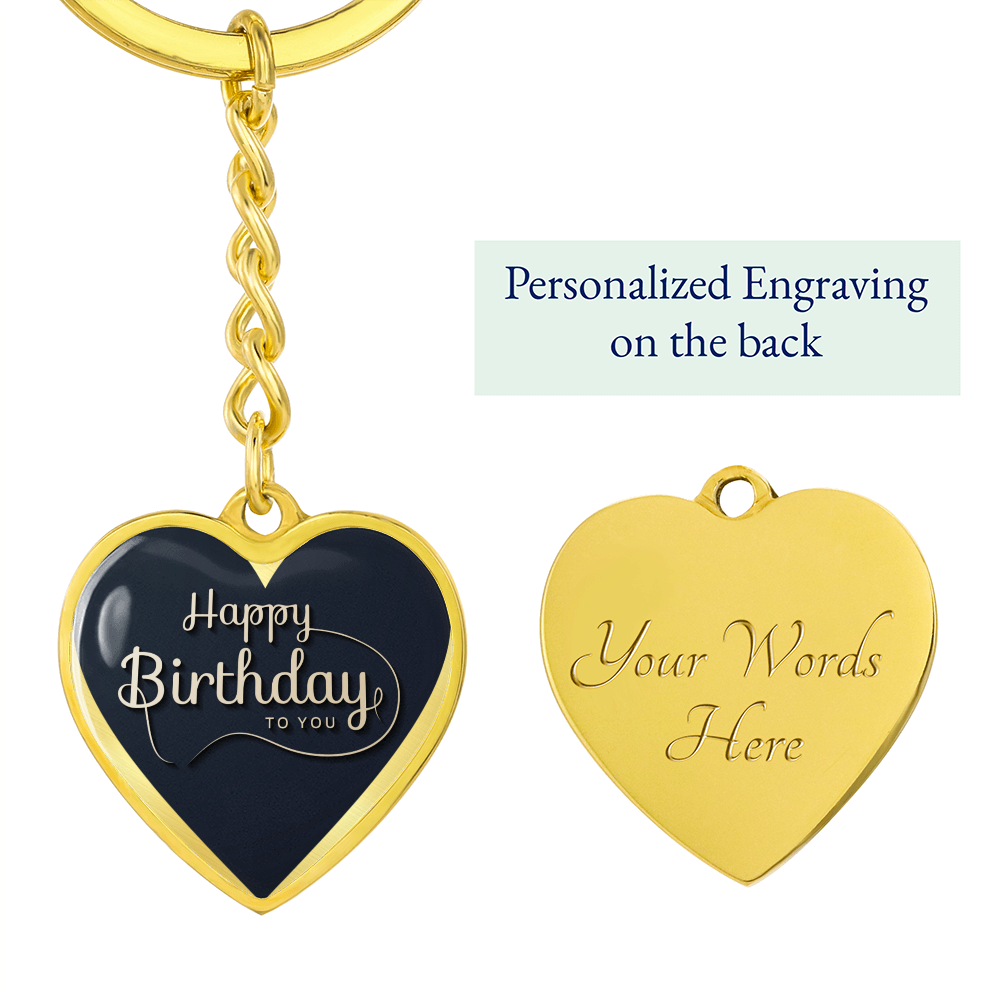Happy Birthday to You Black Heart Graphic Keychain