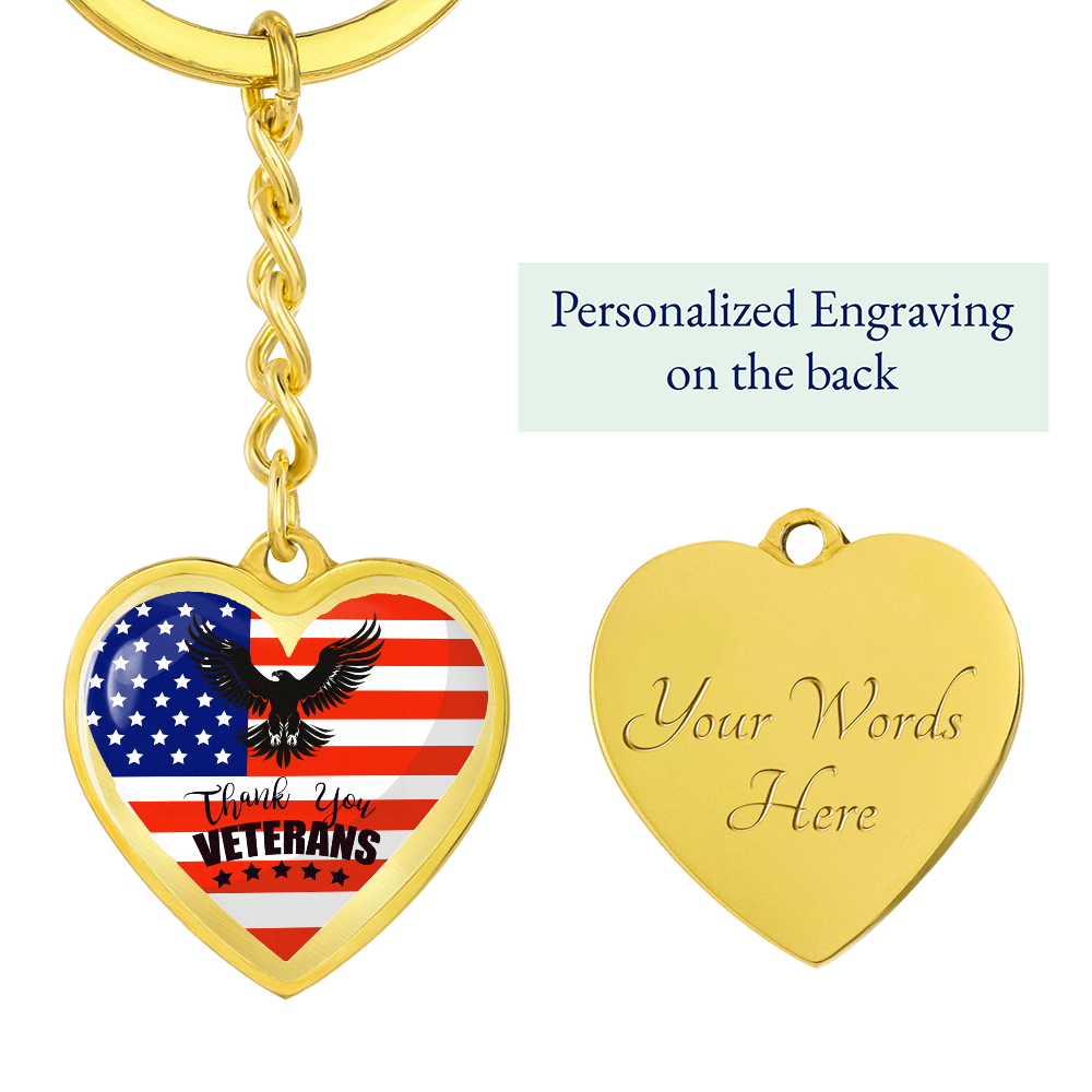 Thank You US Veterans Heart Shaped Keychain