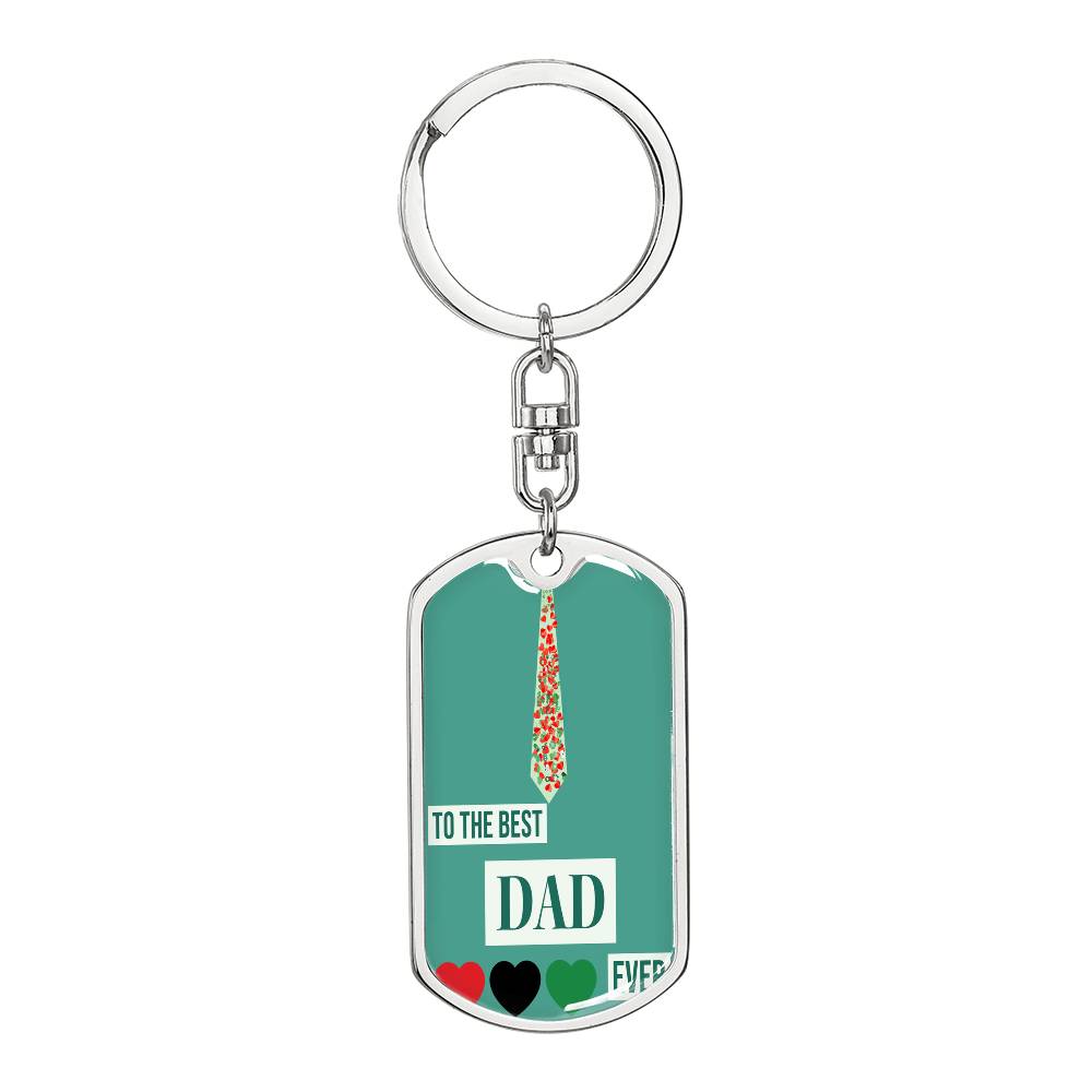 Best Dad Ever Polka Dot Tie Graphic Dog Tags Keychain