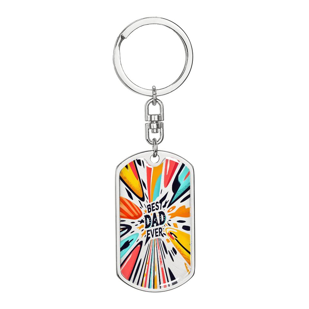 Best Dad Ever Colorful Rays Graphic Dog Tags Keychain