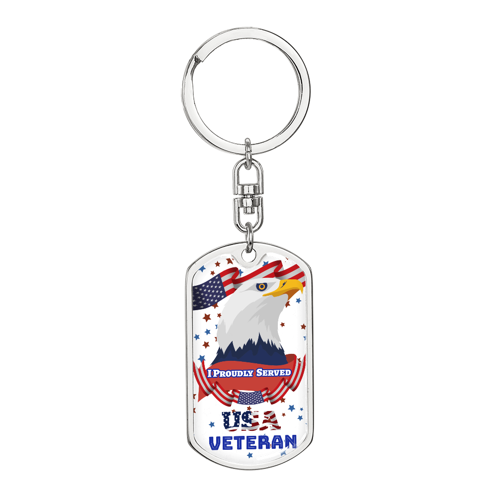 I Proudly Served USA Veteran Dog Tags Keychain