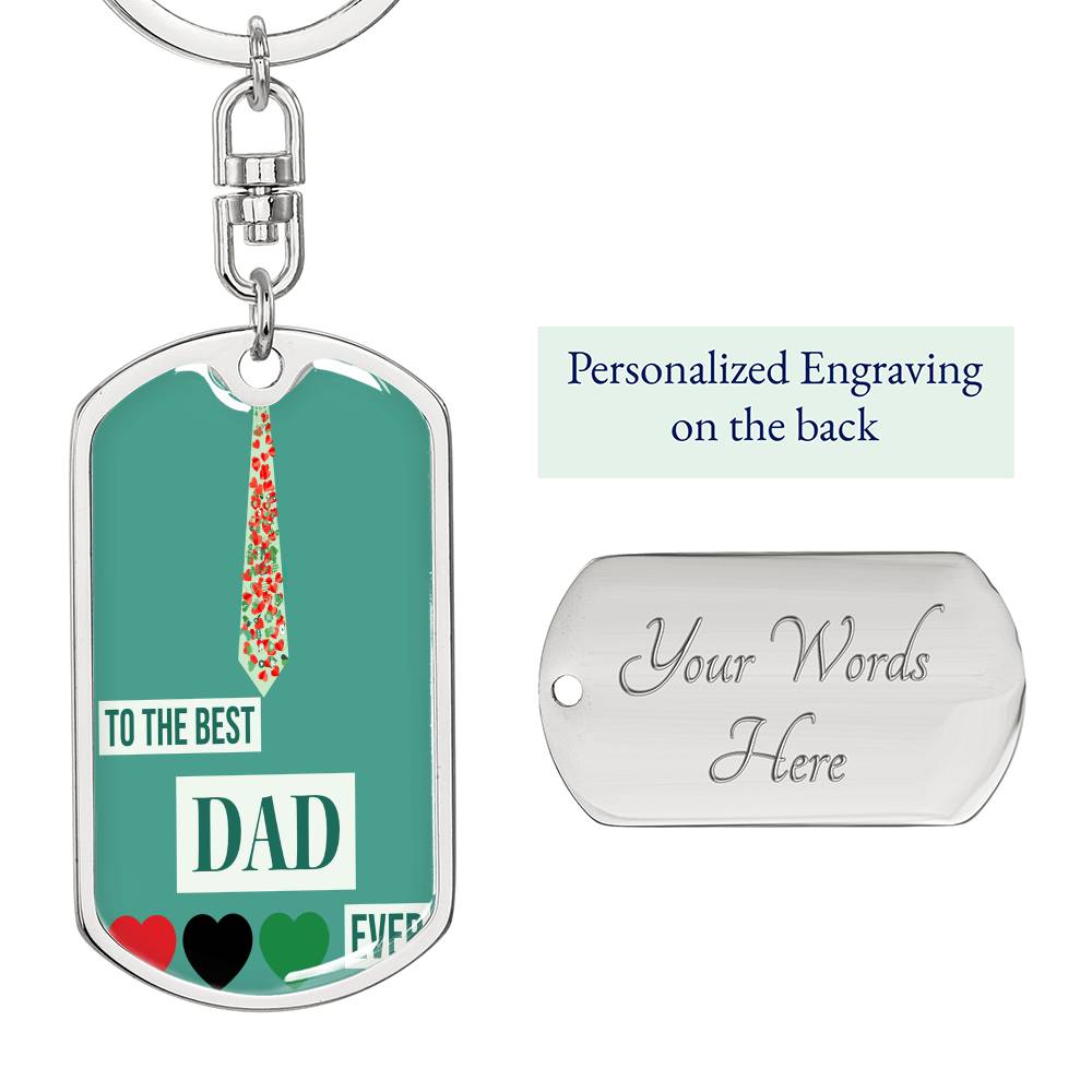 Best Dad Ever Polka Dot Tie Graphic Dog Tags Keychain