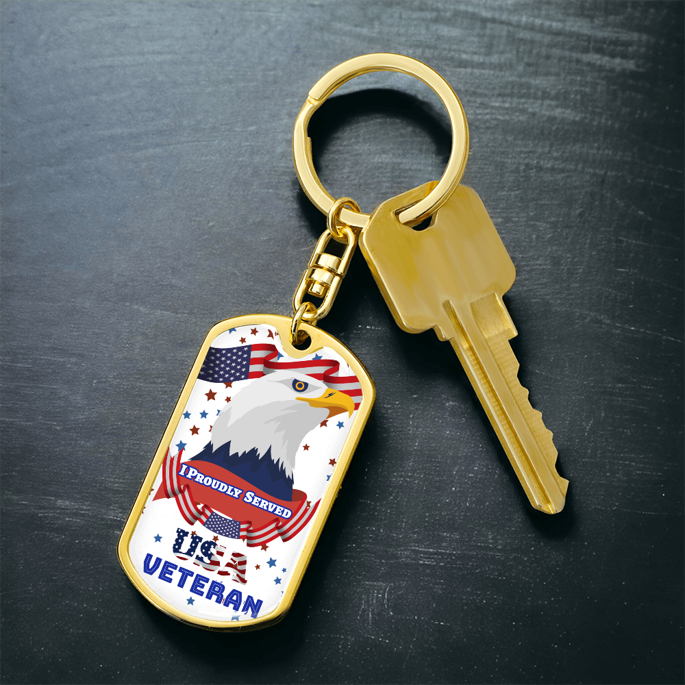 I Proudly Served USA Veteran Dog Tags Keychain