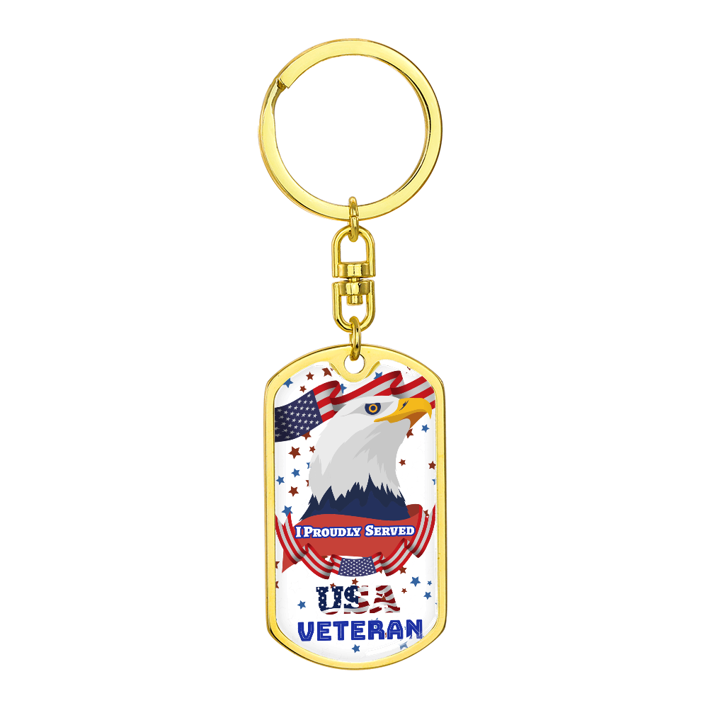 I Proudly Served USA Veteran Dog Tags Keychain