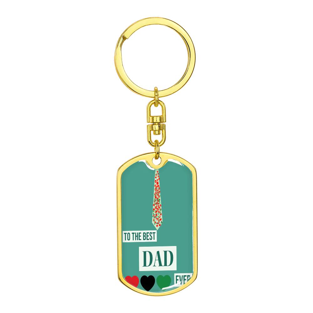 Best Dad Ever Polka Dot Tie Graphic Dog Tags Keychain