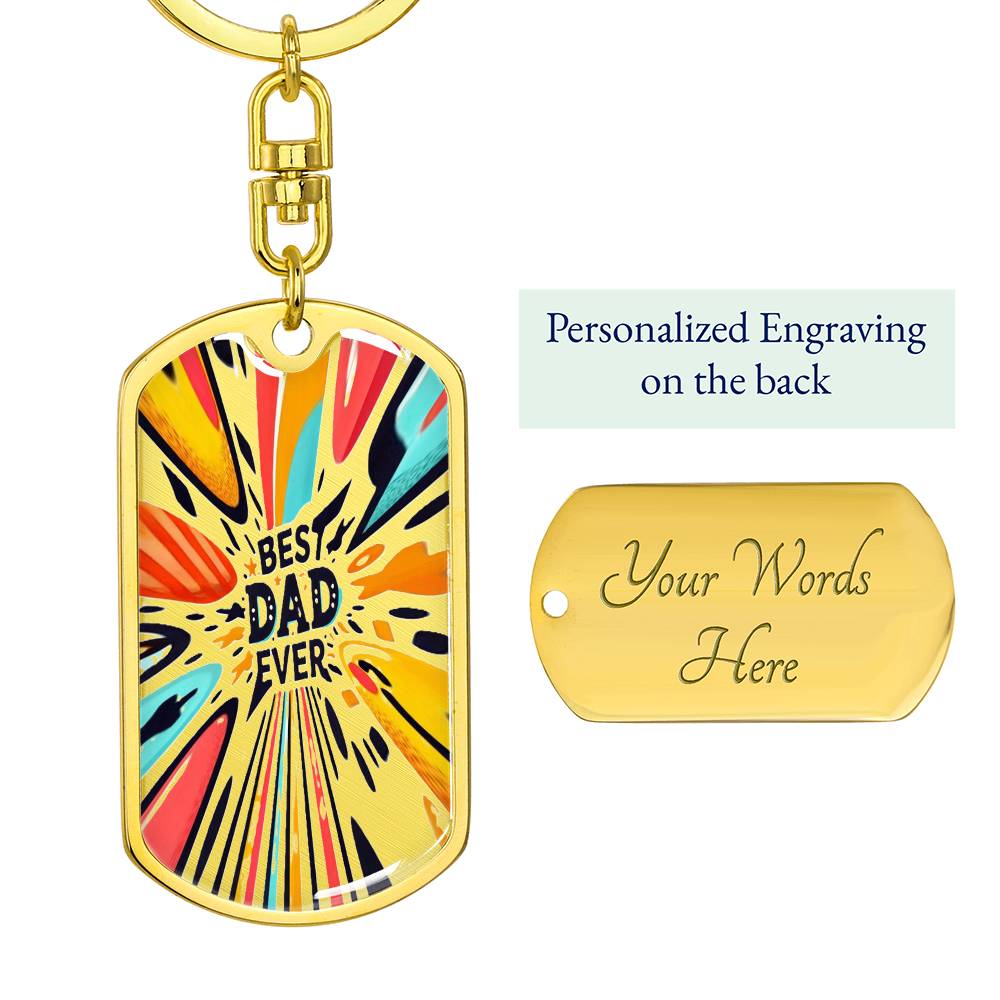 Best Dad Ever Colorful Rays Graphic Dog Tags Keychain