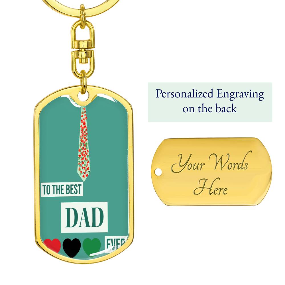 Best Dad Ever Polka Dot Tie Graphic Dog Tags Keychain