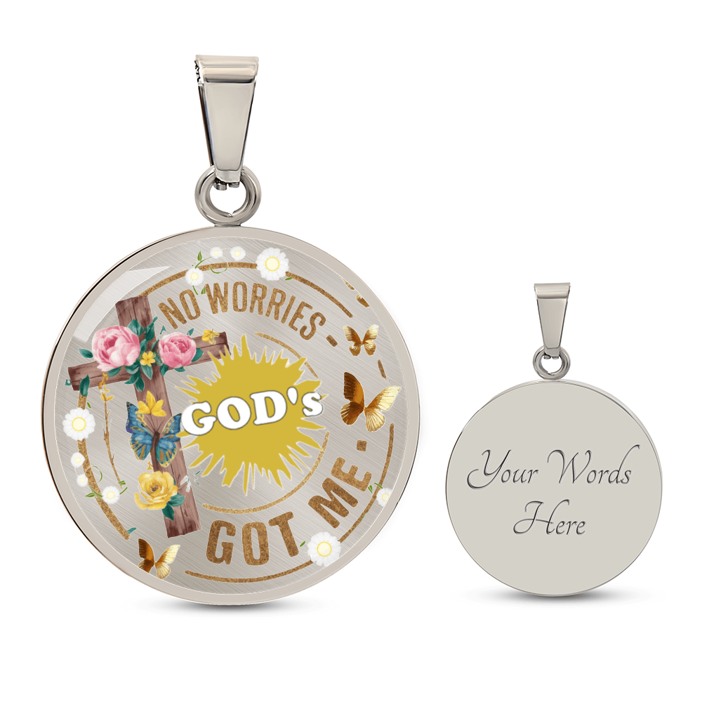 God's Got Me Graphic Luxury Round Necklace