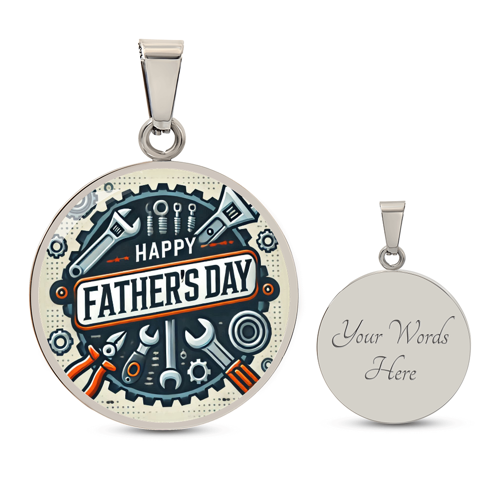 Happy Father's Day Circle Graphic Luxury Necklace