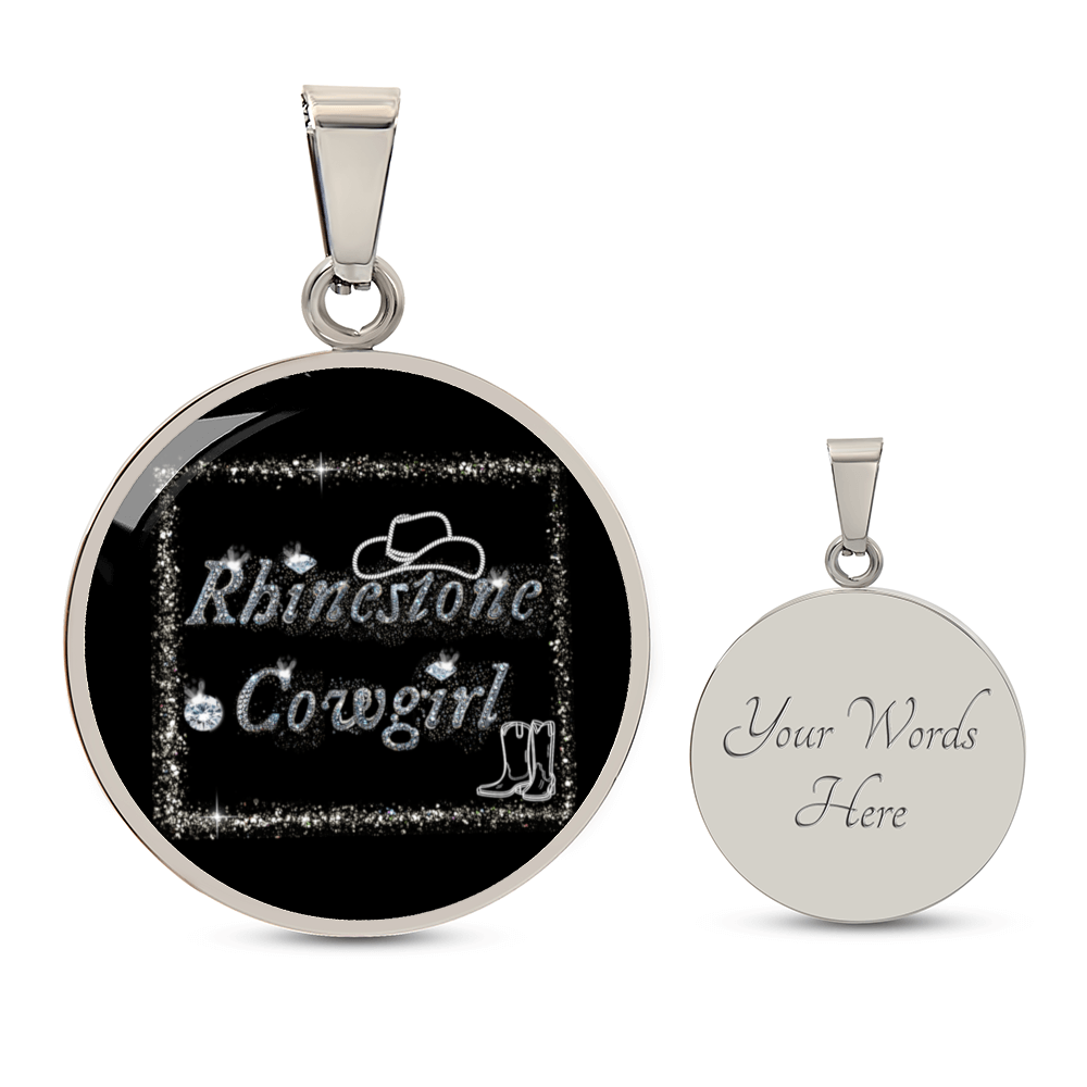 Rhinestone Cowgirl Round Graphic Necklace