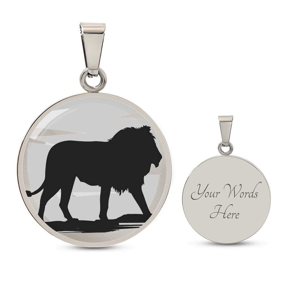 King of the Jungle Lion Round Graphic Luxury Necklace