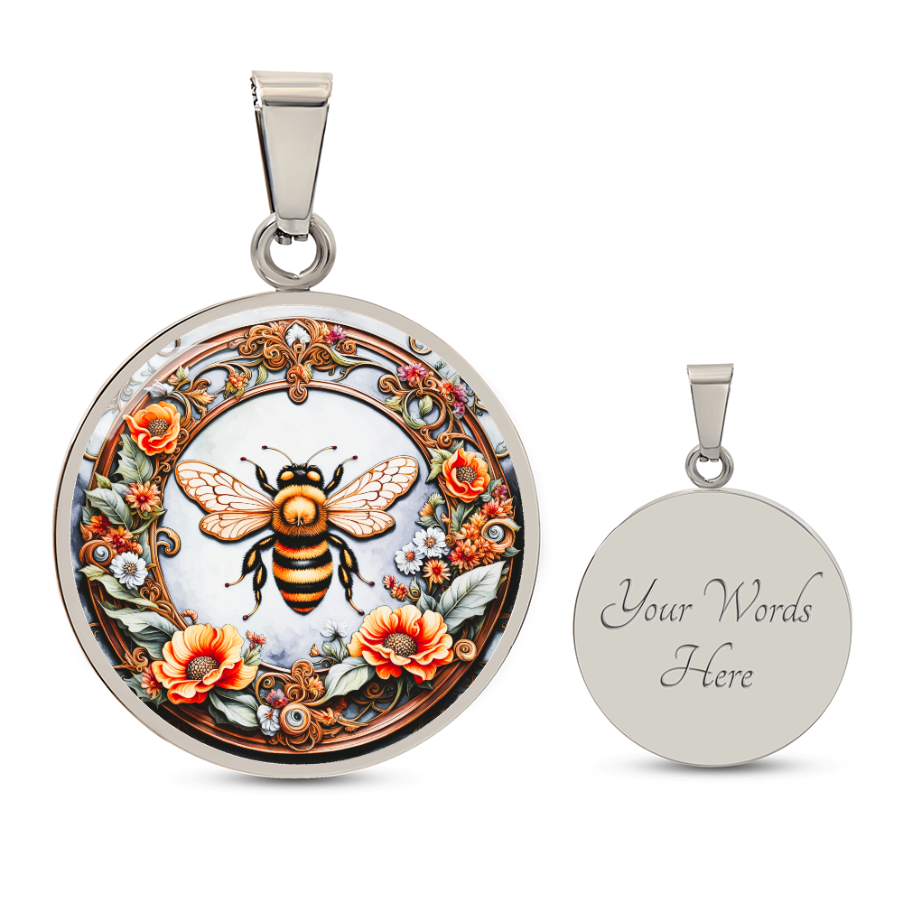 Bumble Bee Round Graphic Luxury Necklace
