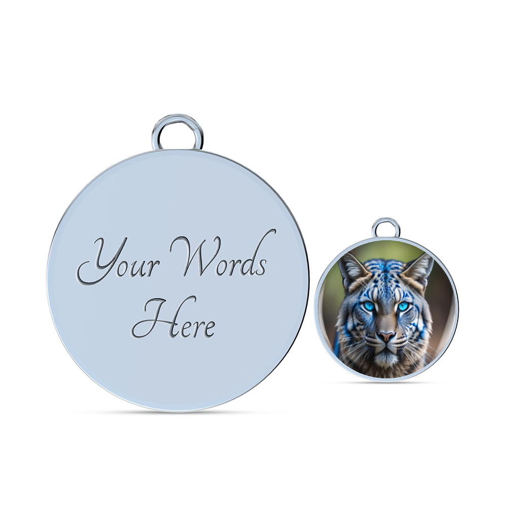 Blue Eyed Wildcat Round Graphic Luxury Bracelet