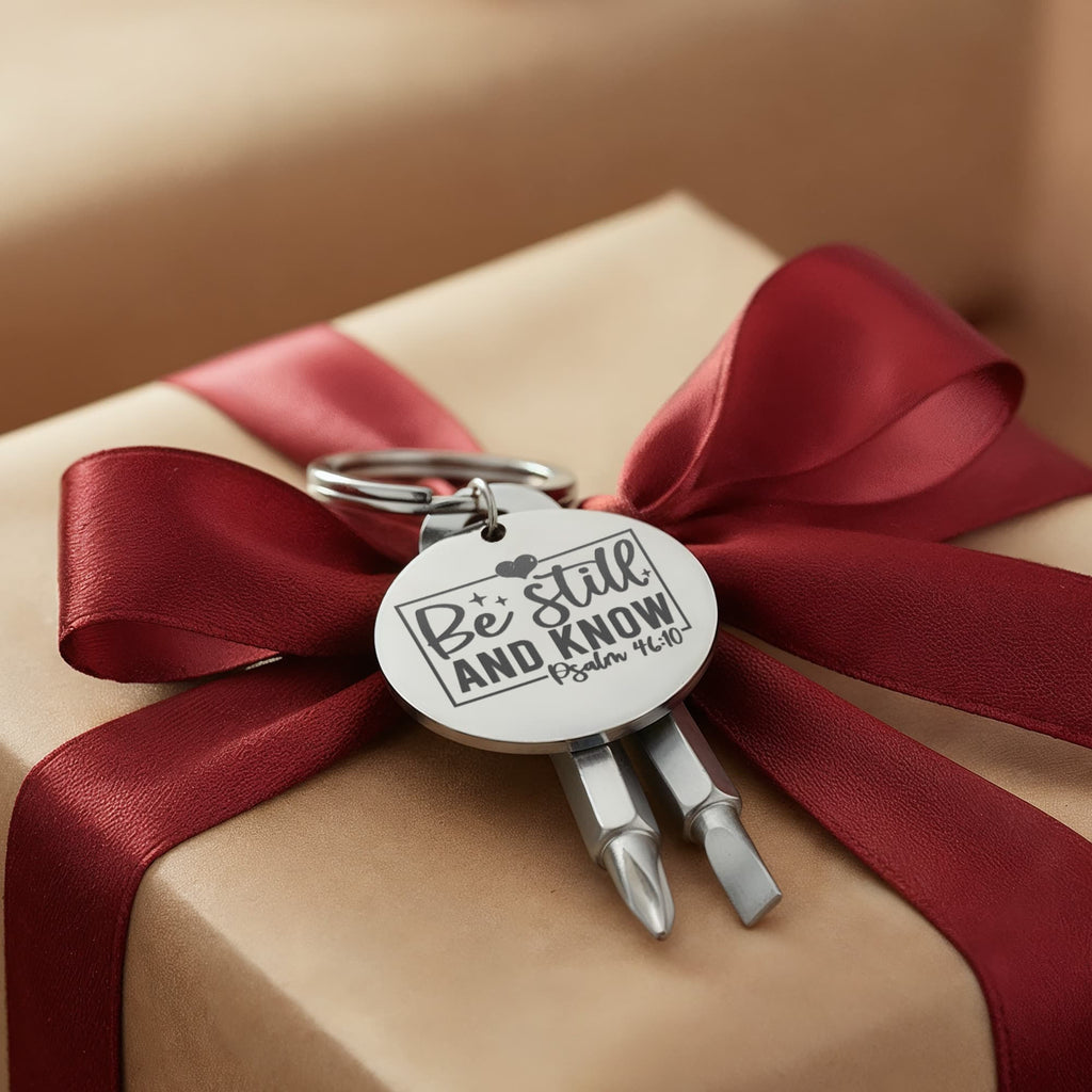 Be Still and Know Faith Based Screwdriver Set Engraved Keychain