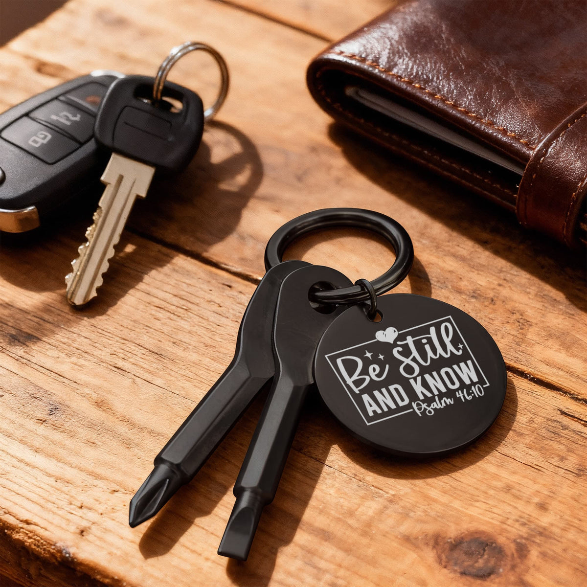 Be Still and Know Faith Based Screwdriver Set Engraved Keychain