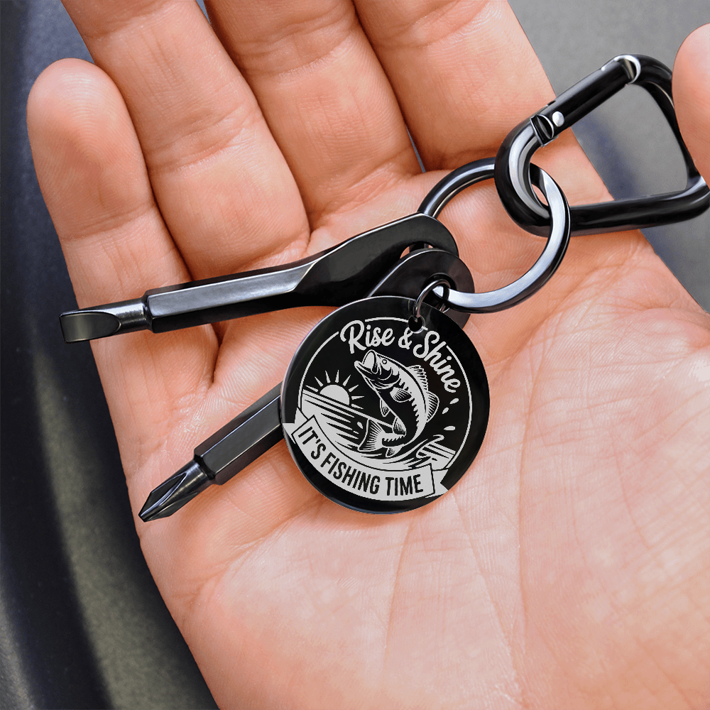 Rise & Shine Its Fishing Time Screwdriver Set Engraved Keychain