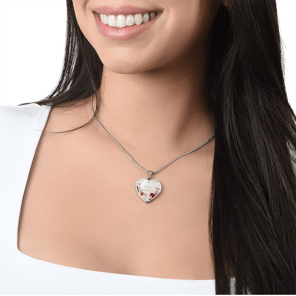 Happy Anniversary Heart Shaped Graphic Necklace