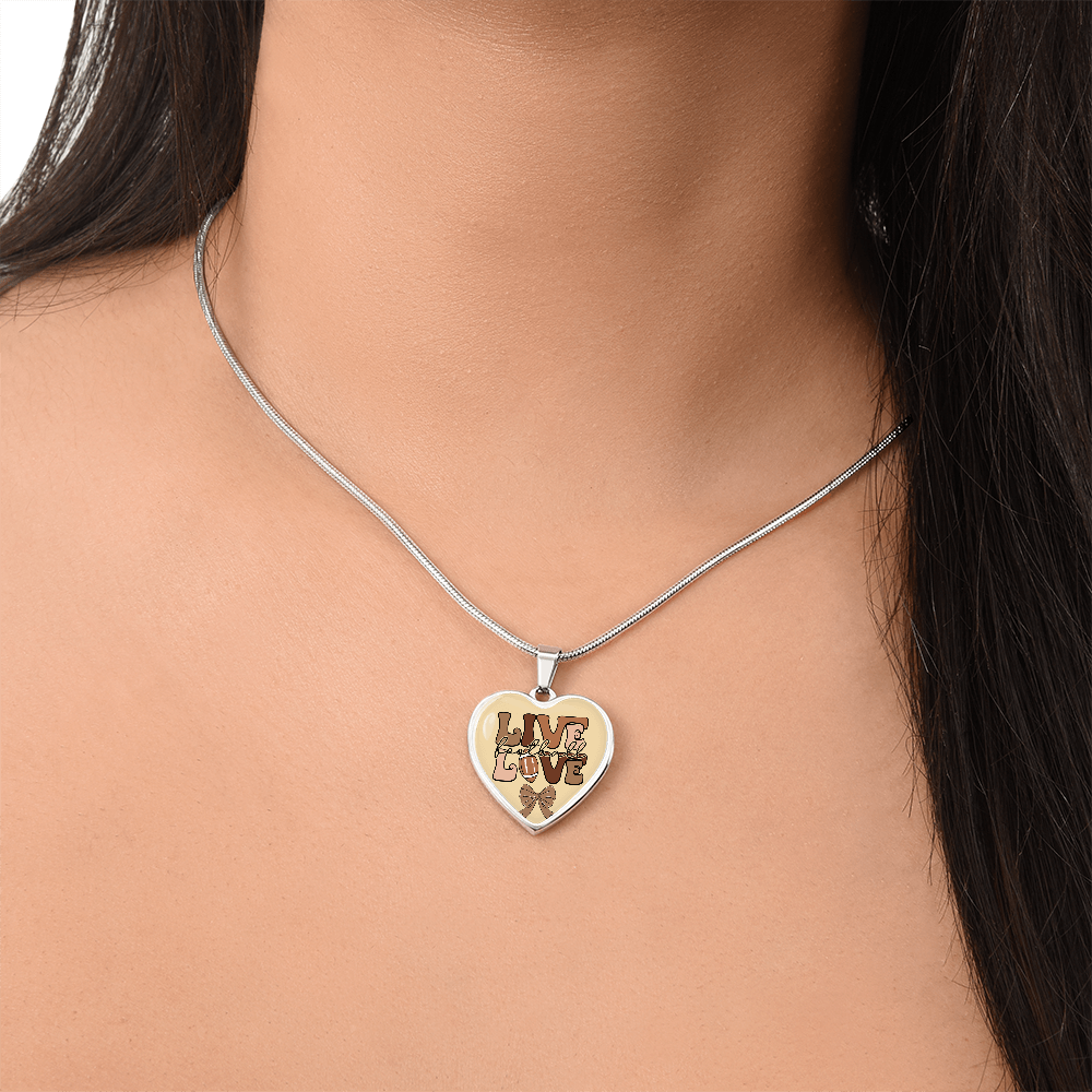 Live Love Football Sport Heart Shaped Graphic Necklace
