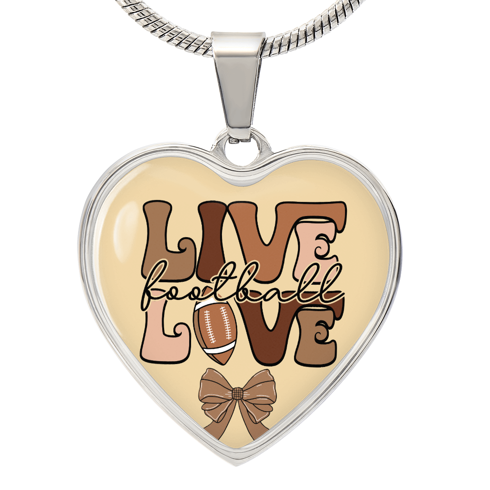 Live Love Football Sport Heart Shaped Graphic Necklace
