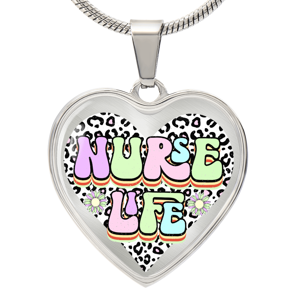 Nurse Life Heart Shaped Graphic Necklace