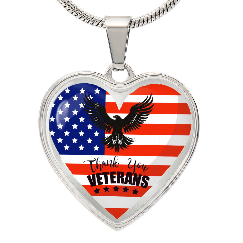 Thank You US Veterans Heart Shaped Necklace