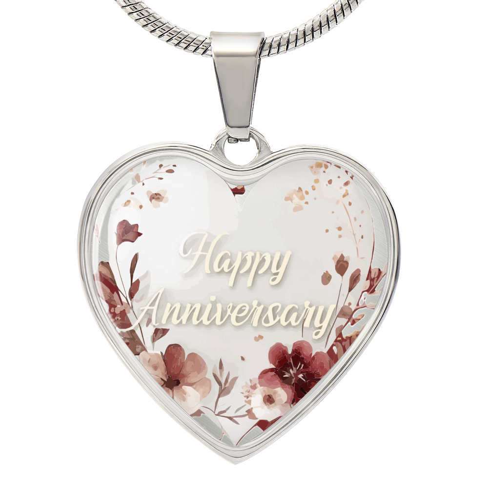Happy Anniversary Heart Shaped Graphic Necklace