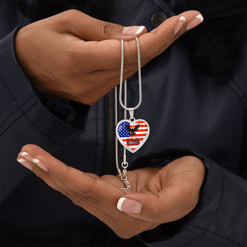 Thank You US Veterans Heart Shaped Necklace