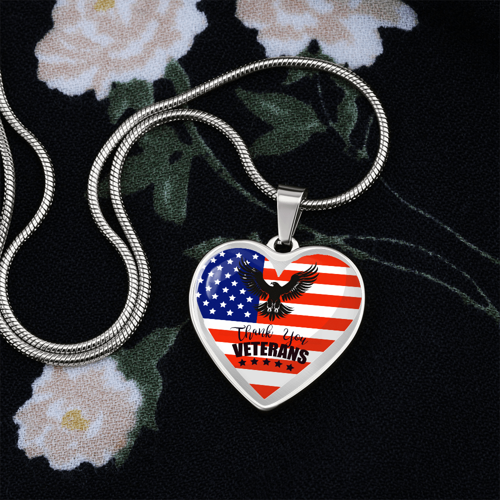 Thank You US Veterans Heart Shaped Necklace