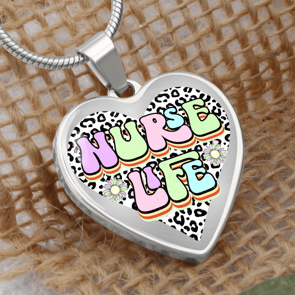 Nurse Life Heart Shaped Graphic Necklace