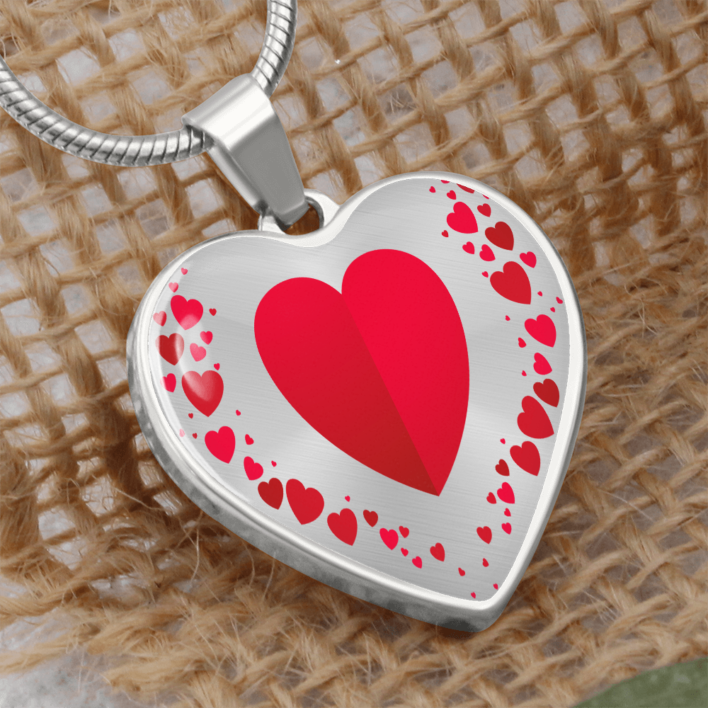 Heart Collage Heart Shaped Luxury Graphic Necklace