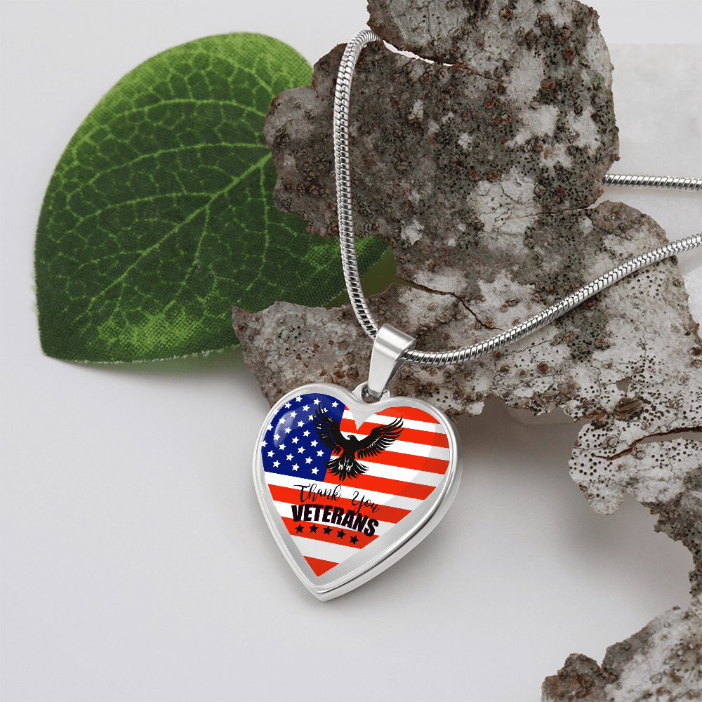 Thank You US Veterans Heart Shaped Necklace