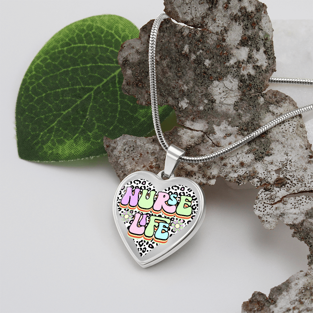 Nurse Life Heart Shaped Graphic Necklace