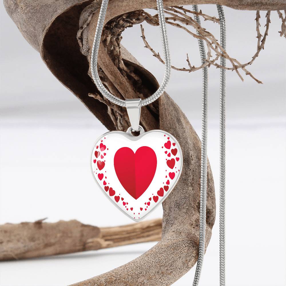 Heart Collage Heart Shaped Luxury Graphic Necklace