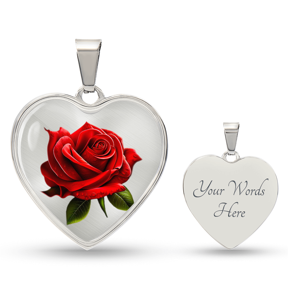 Red Rose Heart Shaped Graphic Luxury Necklace