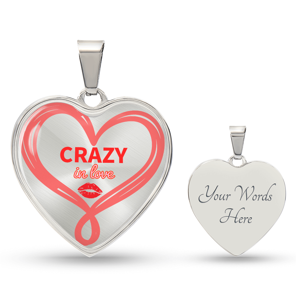 Crazy in Love Heart Shaped Graphic Necklace