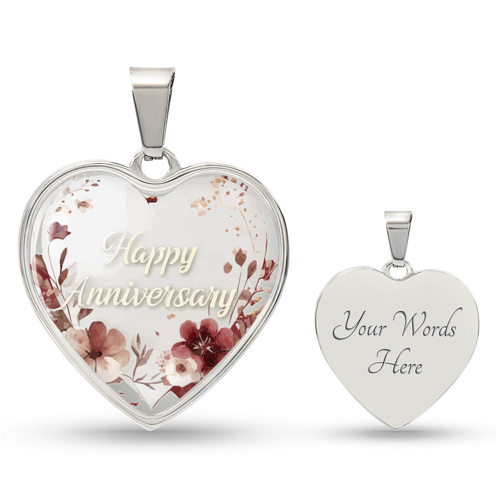 Happy Anniversary Heart Shaped Graphic Necklace