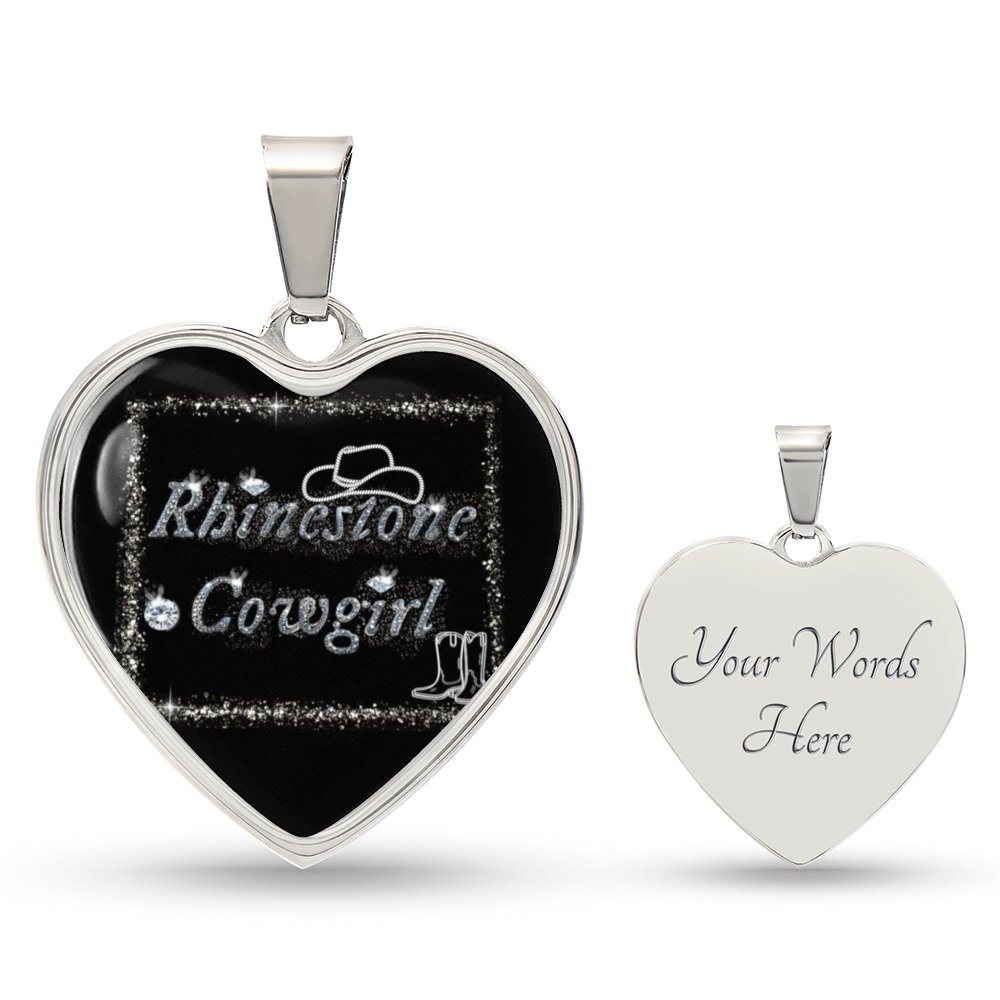 Rhinestone Cowgirl Graphic Heart Necklace
