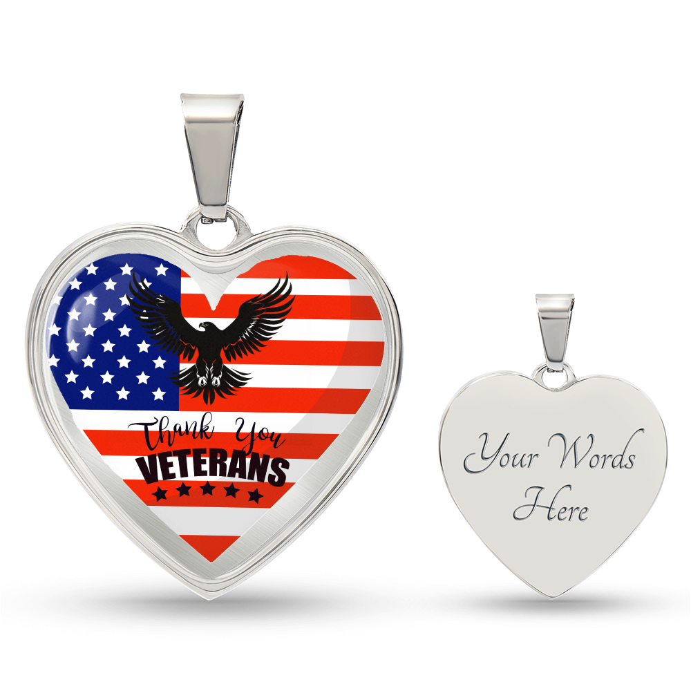 Thank You US Veterans Heart Shaped Necklace