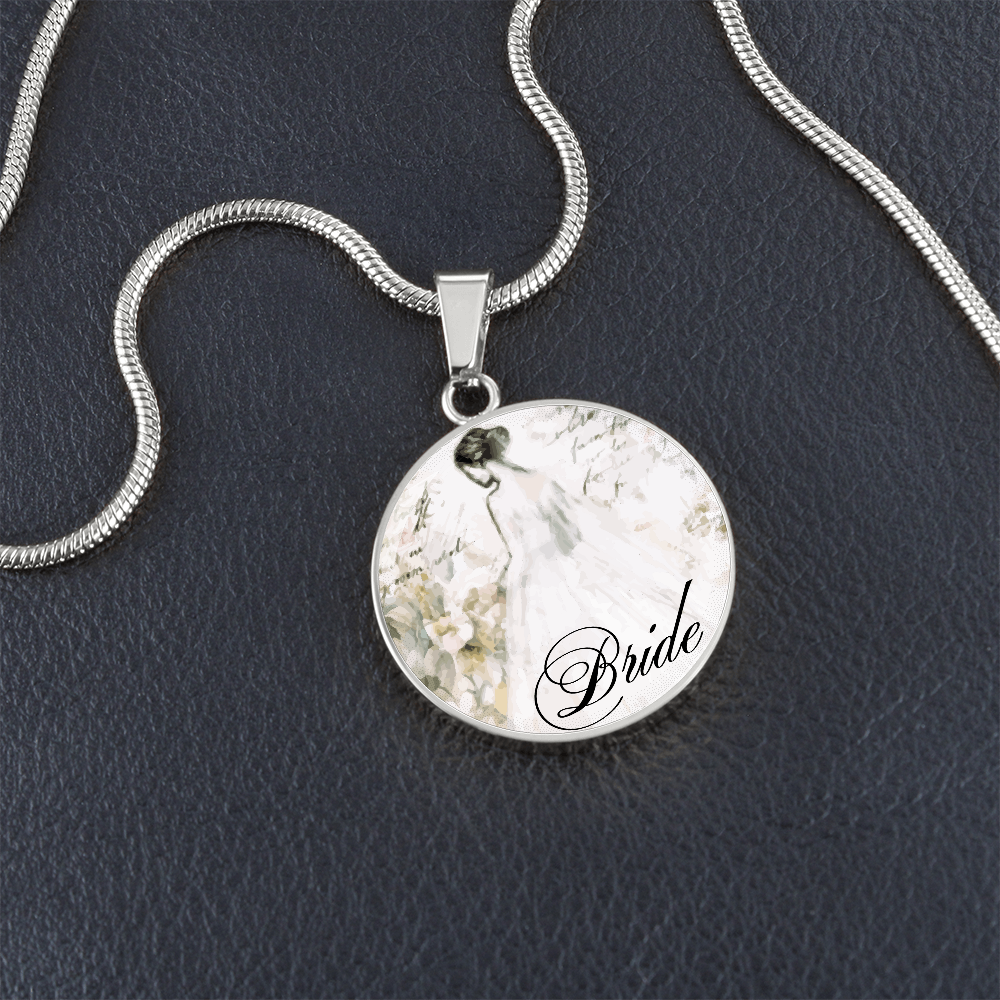Vintage Bride Design Round Graphic Luxury Necklace