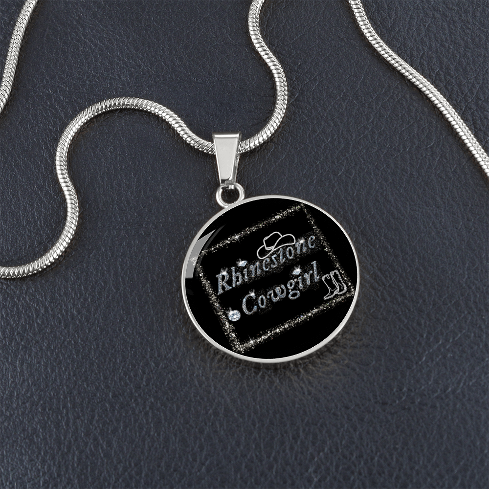 Rhinestone Cowgirl Round Graphic Necklace